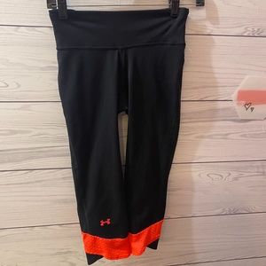 Under Armour Black and Pink No-Slip Waistband Capr